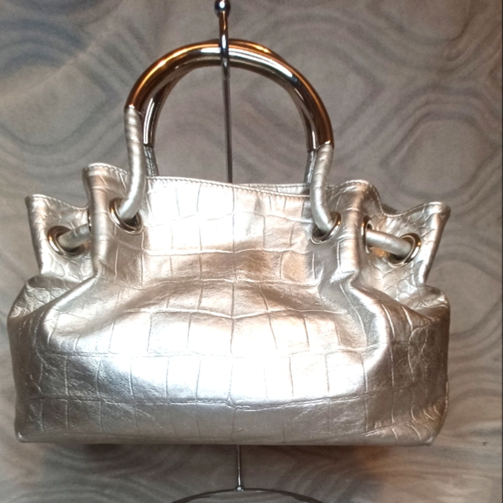 Furla Silver Satchel Chic Metallic Design